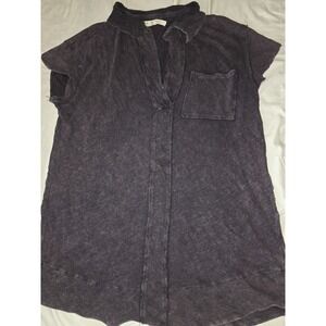 We The Free Short Sleevez Fro T Pocket. Purple Linen‎ Blend. Slouchy V Neck....S